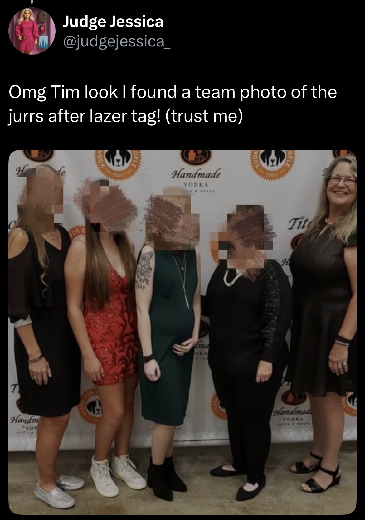 Omg Tim look I found a team photo of the jurrs after lazer tag! (trust me)